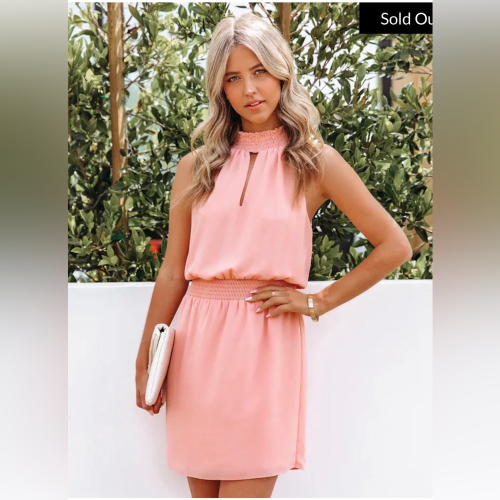 KEY TO MY HEART SMOCKED HALTER DRESS - ROSE DAWN